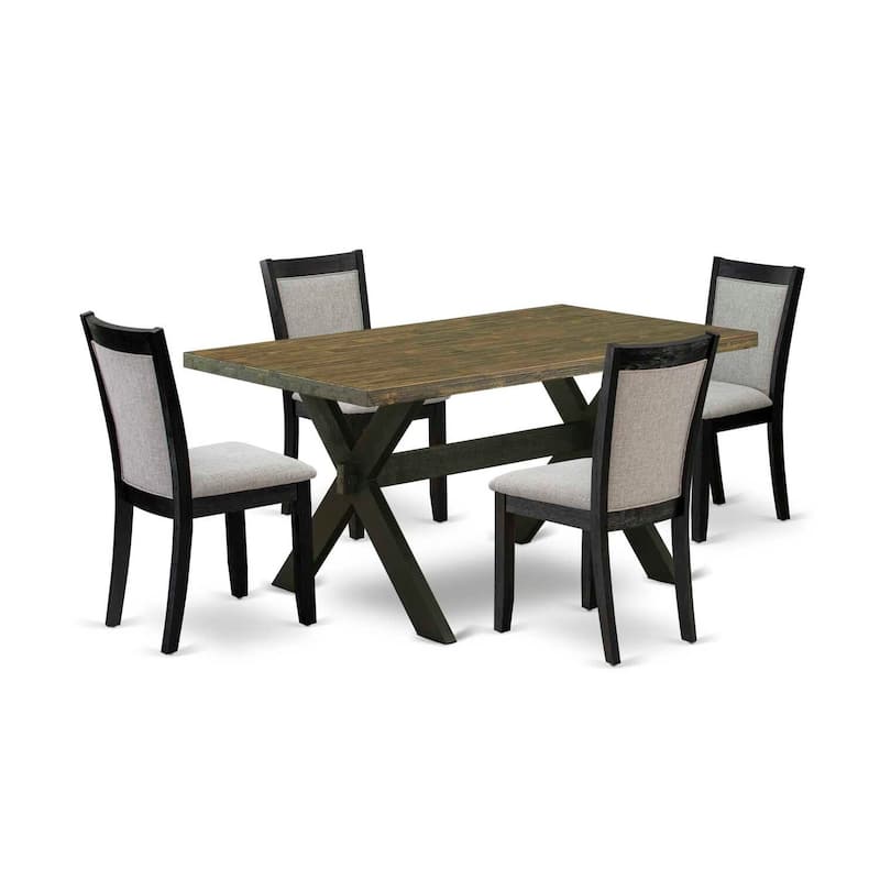 HomeStock 5-Piece Distressed Jacobean Finish Solid Wood Top Dining table with 4 Chairs