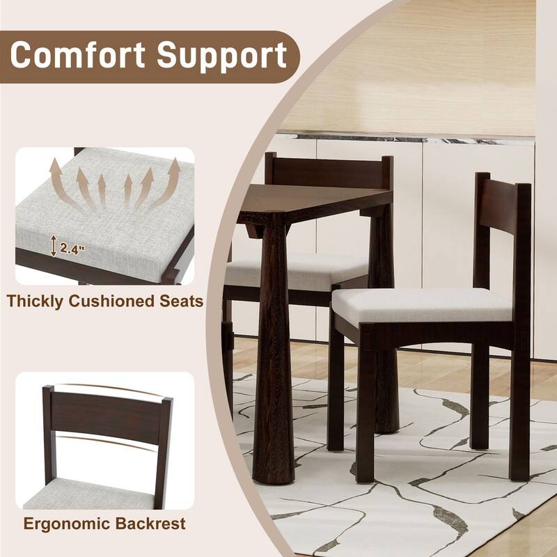 7-Piece Retro Dining Table Set for 6, Wood Dining Table Set for 6 with Upholstered Chairs for kitchen & Dining Room