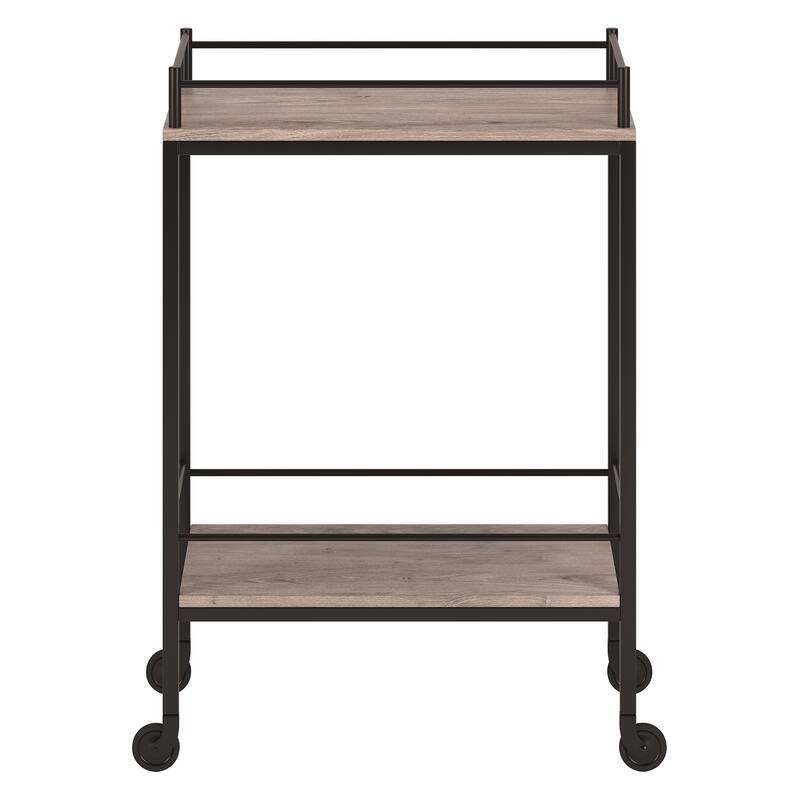 Rolling Beverage Cart with Wheels Steel and Wood Bar Cart for Home Use - 23” x 14” x 35”
