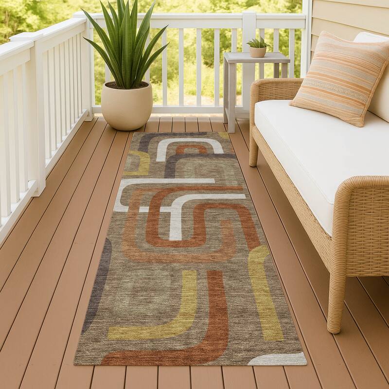 Machine Washable Indoor/ Outdoor Modern Penner Chantille Rug - Coffee - 2'3" x 7'6"