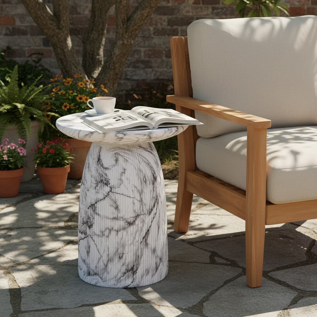Christopher Knight Home - Aurelia Outdoor Marble-Effect MGO Side Table - Marble Effect