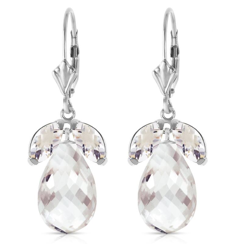 14K Solid Gold Leverback Gemstone Earrings Natural Rose Topaz Class