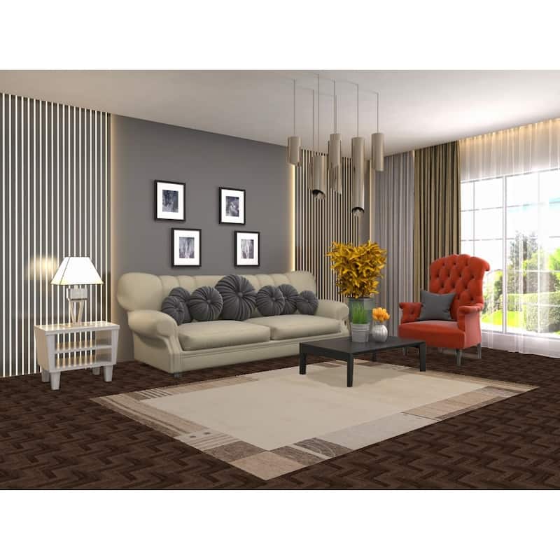 Solid Gabbeh Indian Area Rug Handmade Border Wool Carpet - 5'3" x 7'7"