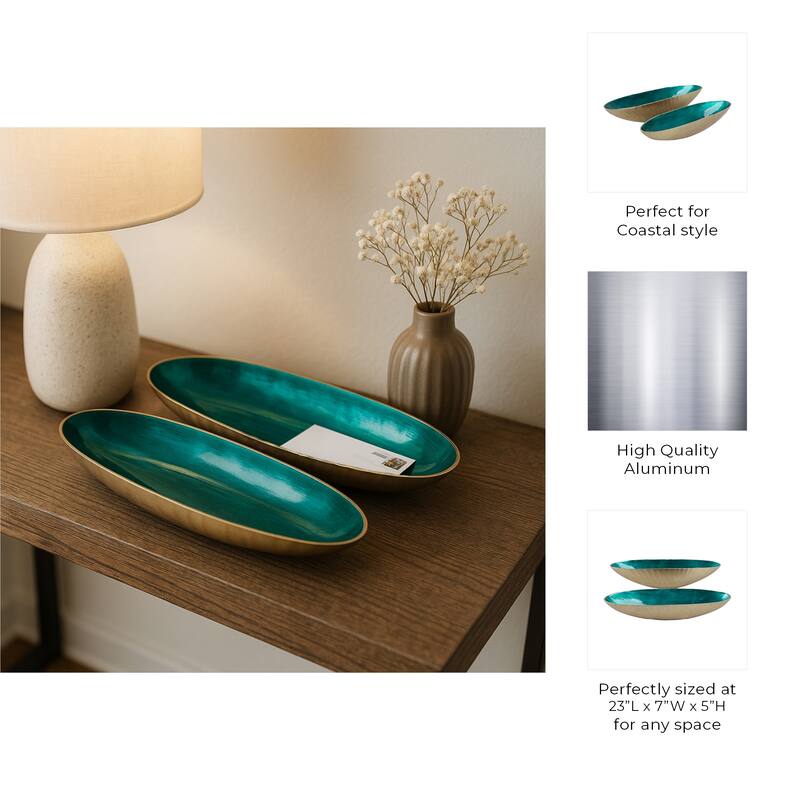 Oval Metal Bowls Sculptural Design -Set of 2 - 20", 23" - 23.0"