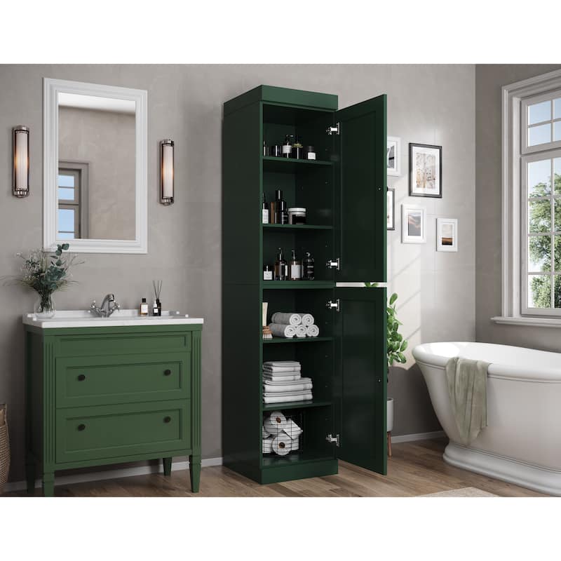 Palace Imports 100% Solid Wood 16.5" Bathroom Storage Cabinet with Shaker Doors and Adjustable Shelves