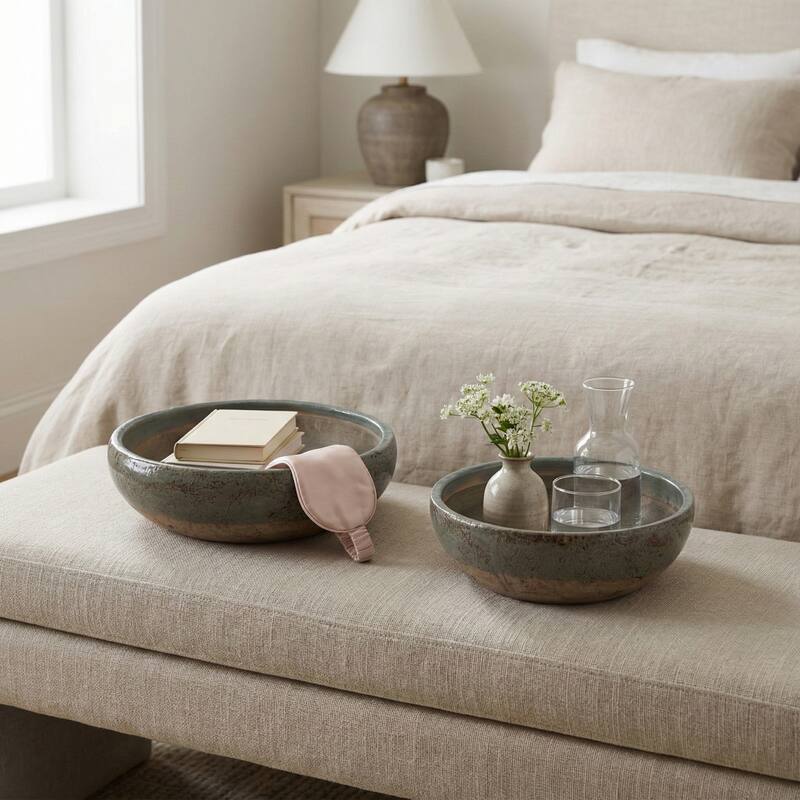 Decorative Two Tone Accent Bowl - Set of 2, 12", 15" - 15.0"