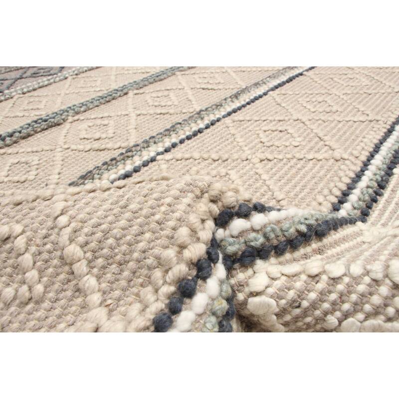 ECARPETGALLERY Braid weave Sienna Grey Wool Rug - 4'11 x 8'2