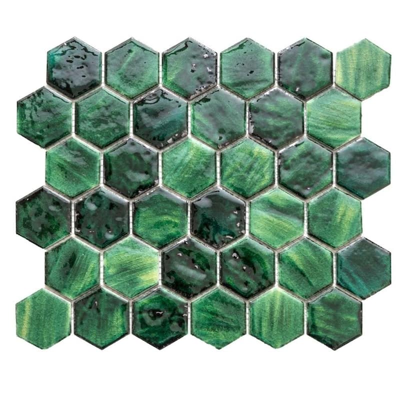 Agate 2x2 Glossy Porcelain Hexagon Mosaic Tile - Wall & Backsplash