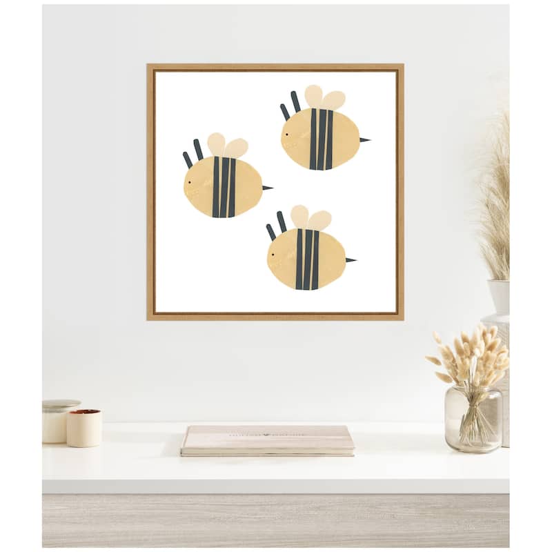 Kate and Laurel Buzzing Bees by Alicia Abla Framed Canvas Wall Art Print