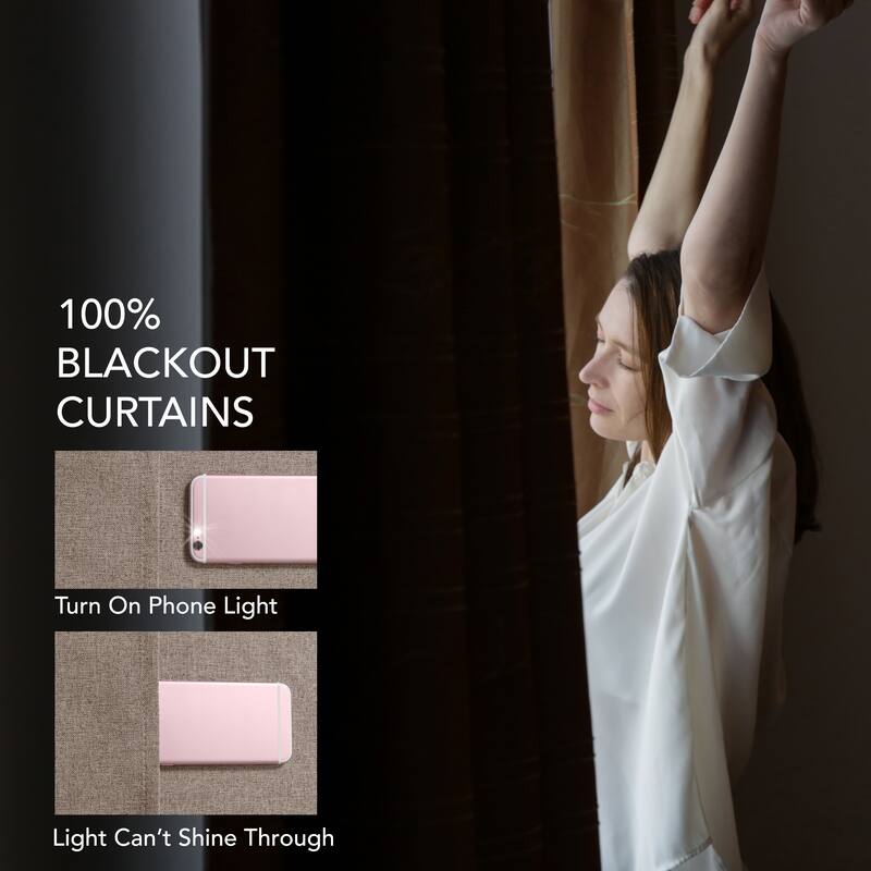 Deconovo Total Blackout Faux Linen Curtains 2 Panels