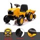 preview thumbnail 2 of 4, 12V Kids Electric Ride On Tractor With Remote Control, Battery Powered Excavator With Detachable Trailer, Headlight