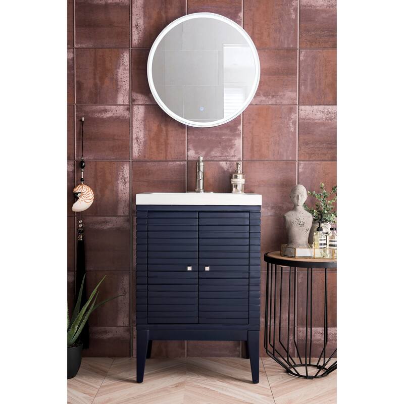 James Martin Vanities Linden 24" Single Vanity Cabinet, with White Glossy Composite Countertop