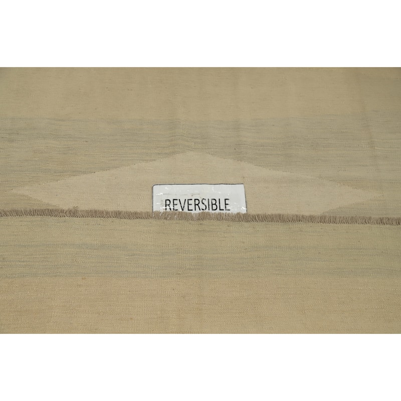 Hand Woven Oriental 100% Wool Carpet Southwestern Modern Beige & Ivories Kilim Area Rug - 9' 7'' X 6' 9''