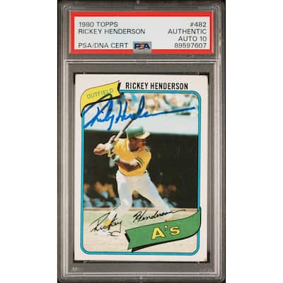 Rickey Henderson 1980 Topps Signed Rookie Card #482 Auto Graded PSA 10 89597607 - 8'6" x 11'6"