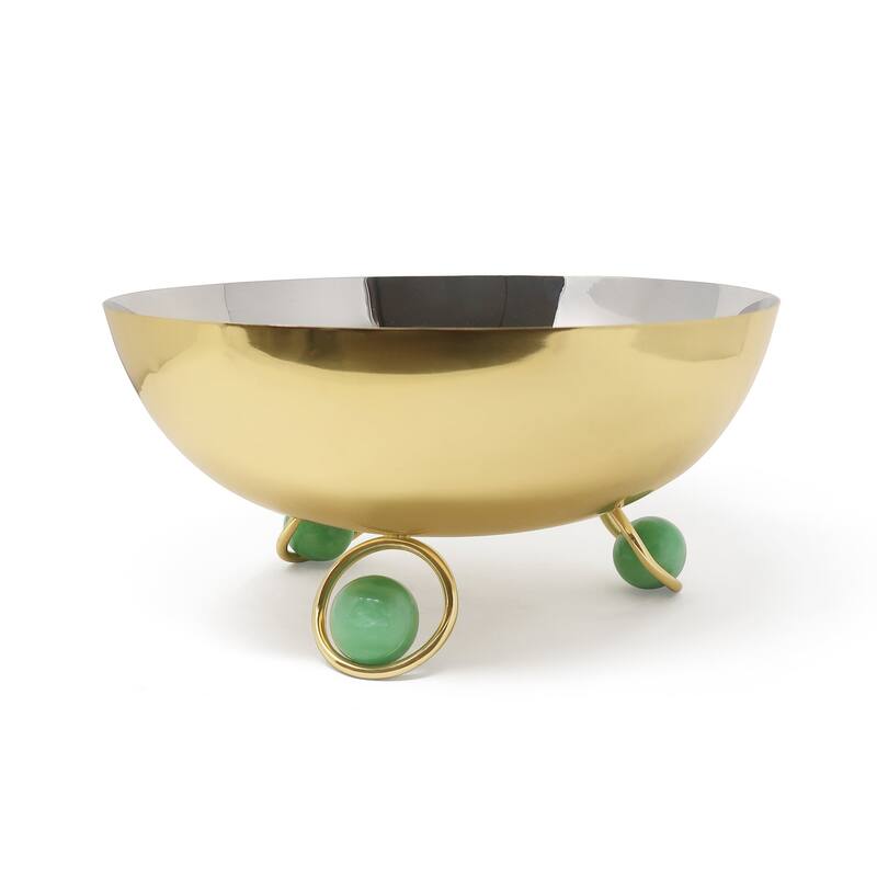 Salad Bowl Silver Inner Gold Outer with Ball Legs