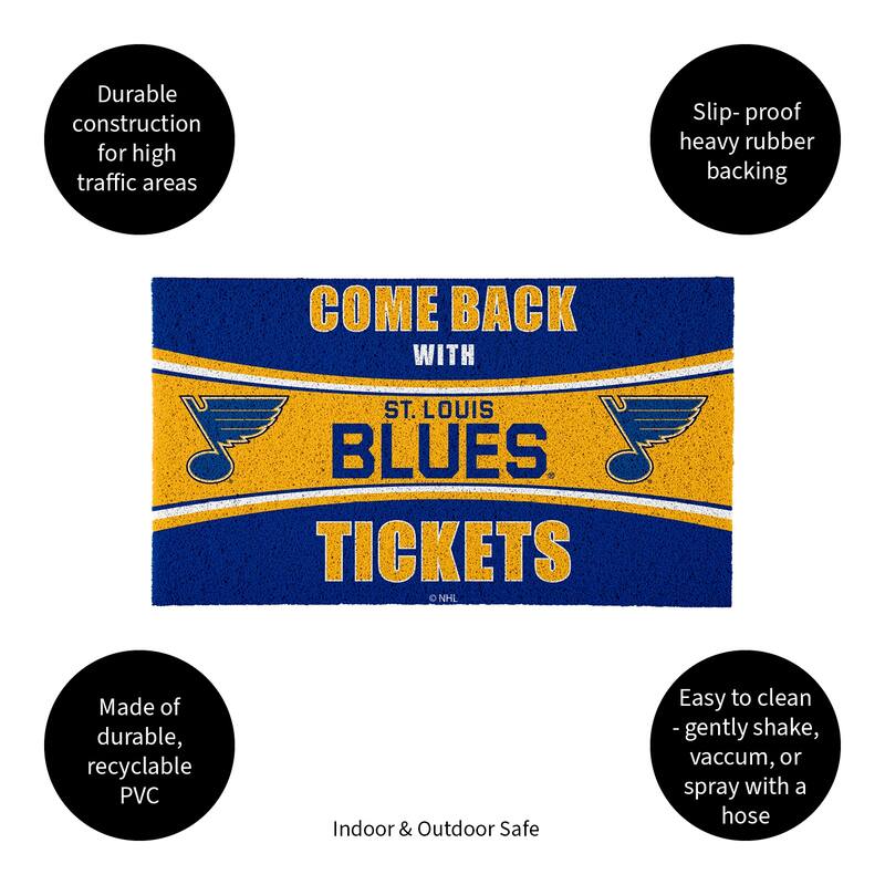 San Jose Sharks 28 in. x 16 in. PVC "Come Back With Tickets" Trapper Door Mat