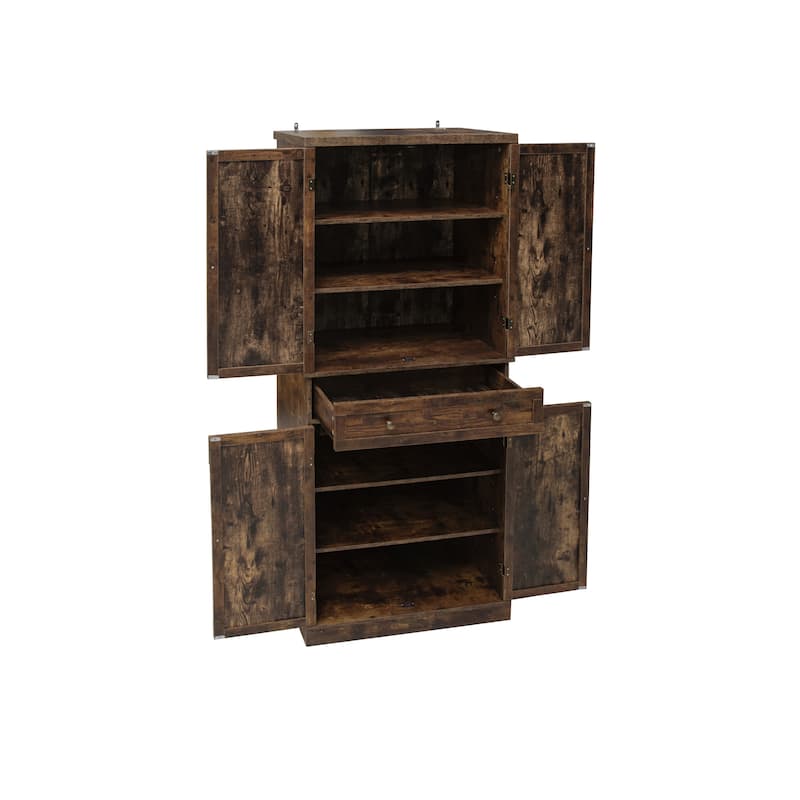 Modern 4-Door Storage Cabinet with 1 Drawer and 4 Adjustable Inner Shelves for Living Room