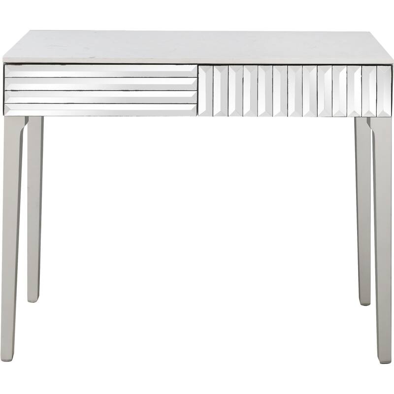 HomeRoots 40" Silver Mirrored Glass Console Table - 40.00 in. x 31.20 in. x 15.20 in.