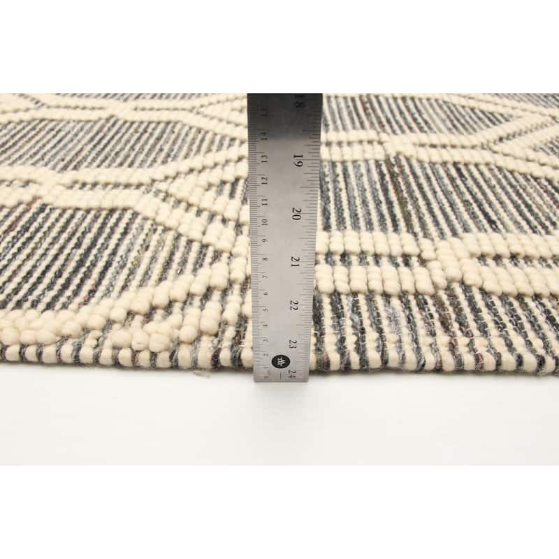 ECARPETGALLERY Braid weave Sienna Grey Wool Rug - 5'4 x 7'5