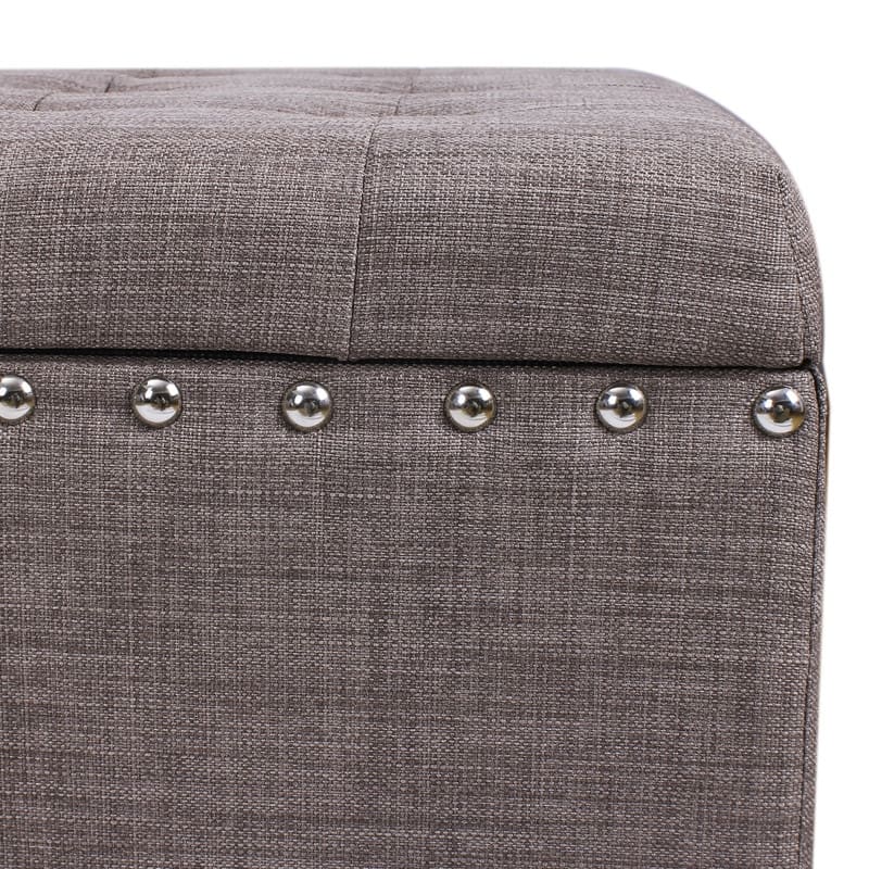 Adeco Set of 3 Linen Fabric Storage Ottoman Bench Lift Top Footstool