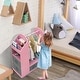 preview thumbnail 4 of 13, Costume RackOpen Hanging Armoire Closet with Mirror-PINK
