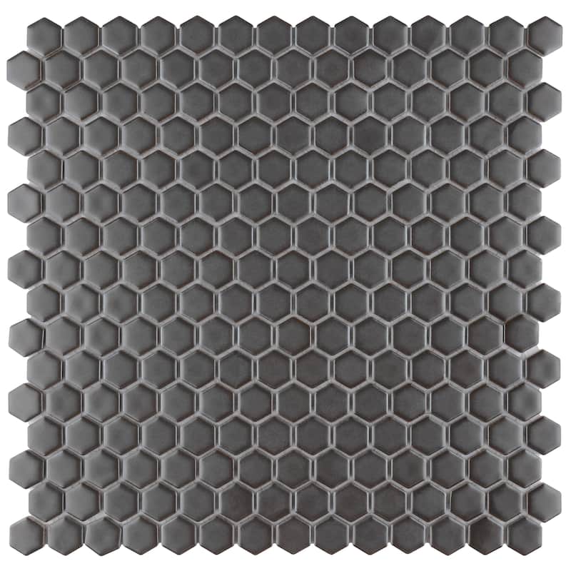 Merola Tile Colmena Hex Gunmetal 11-1/2" x 11-5/8" Porcelain Mosaic Floor and Wall Tile