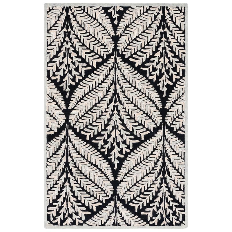 SAFAVIEH Handmade Capri Kert Wool Rug - 5' Square - Black/Ivory