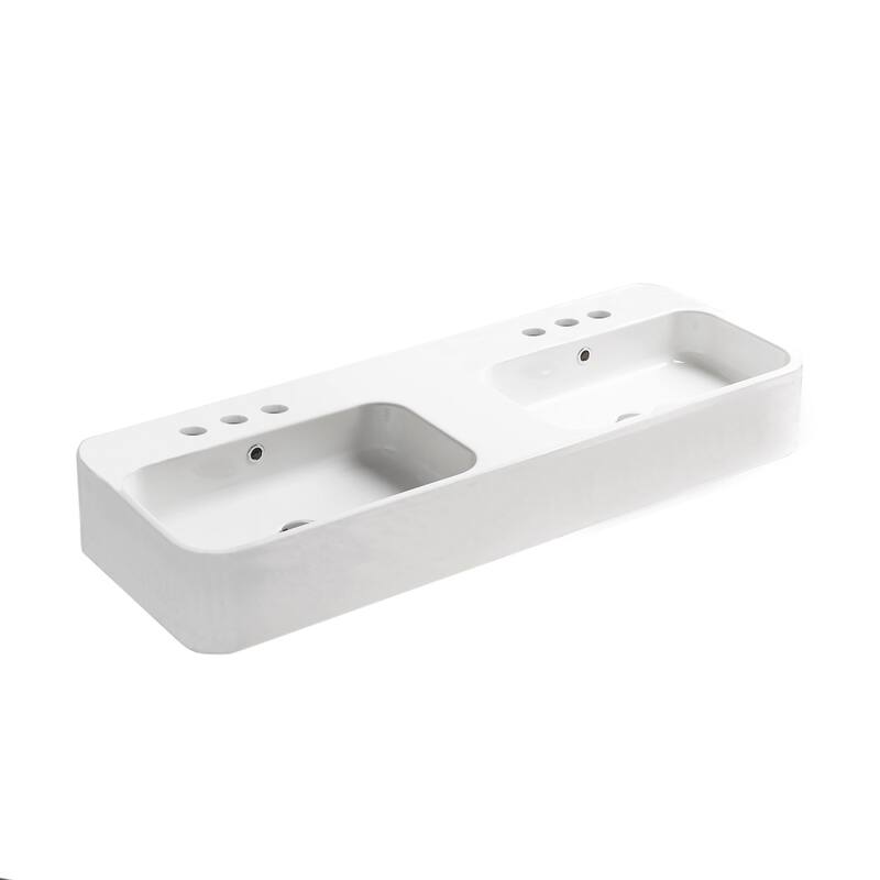 WS Bath Collections Cosa 47-3/16" Rectangular Ceramic Vessel or Wall - Gloss White