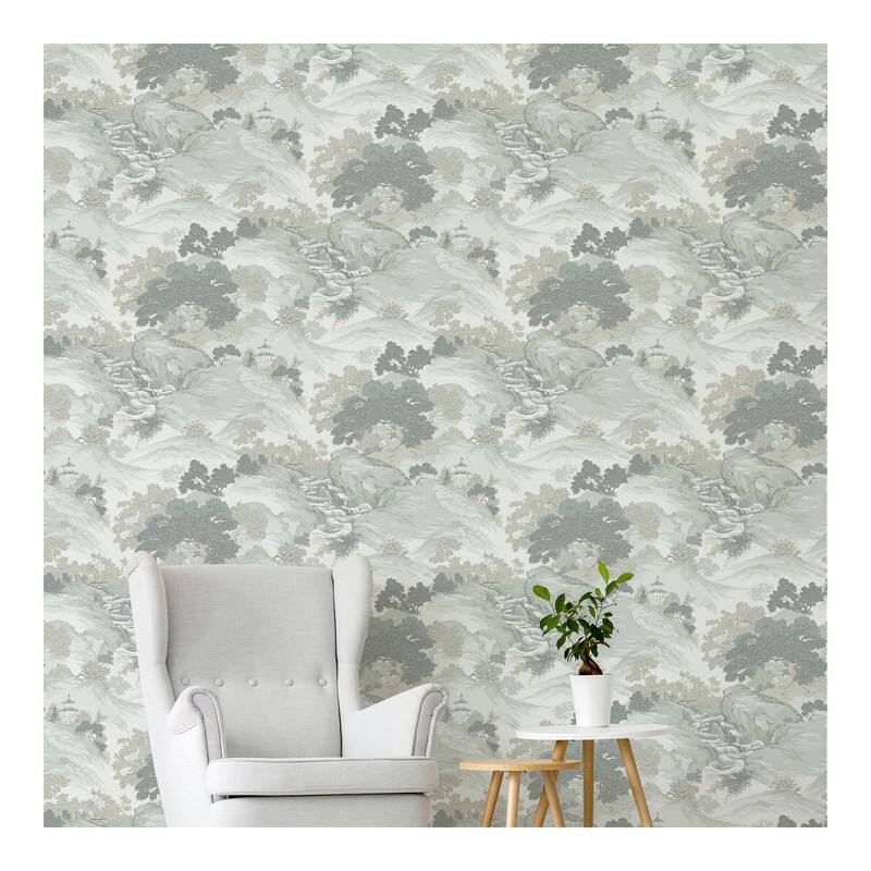 Crown Ordos Light Green Eastern Toile Wallpaper - 20.5 x 396 x 0.025