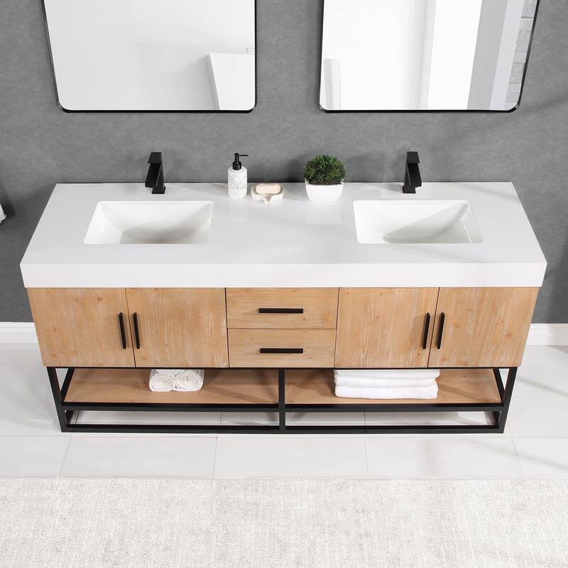 Altair Bianco Bath Vanity with White Composite Stone Top,no Mirror