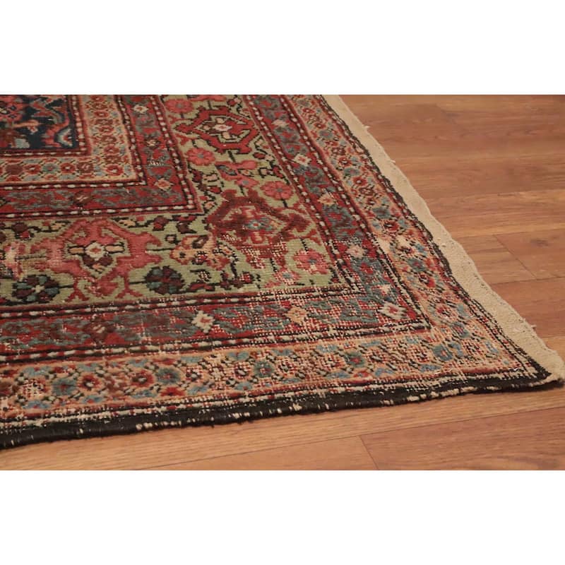 Hand Knotted Oriental 100% Wool Carpet Traditional Floral Navy Blue & Blues Sultanabad Area Rug - 12' 11'' X 6' 0''