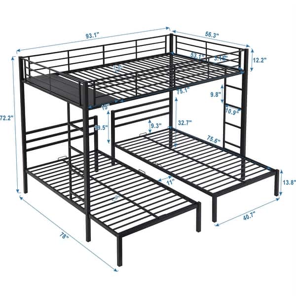 dimension image slide 1 of 2, Full Over Twin Bunk Bed with Shelf