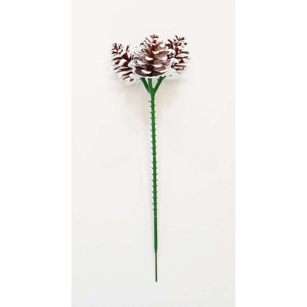 1.5" White Tip Plastic Pine Cone x 3 Christmas Wreath Pick, Set of 24 - 1.5