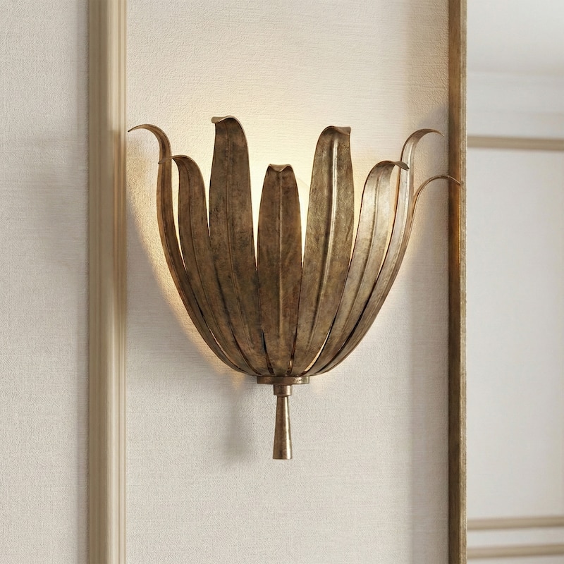 Acroma 2-set Steel Dimmable Steel Wall Sconce with Floral Design - Distressed Brass