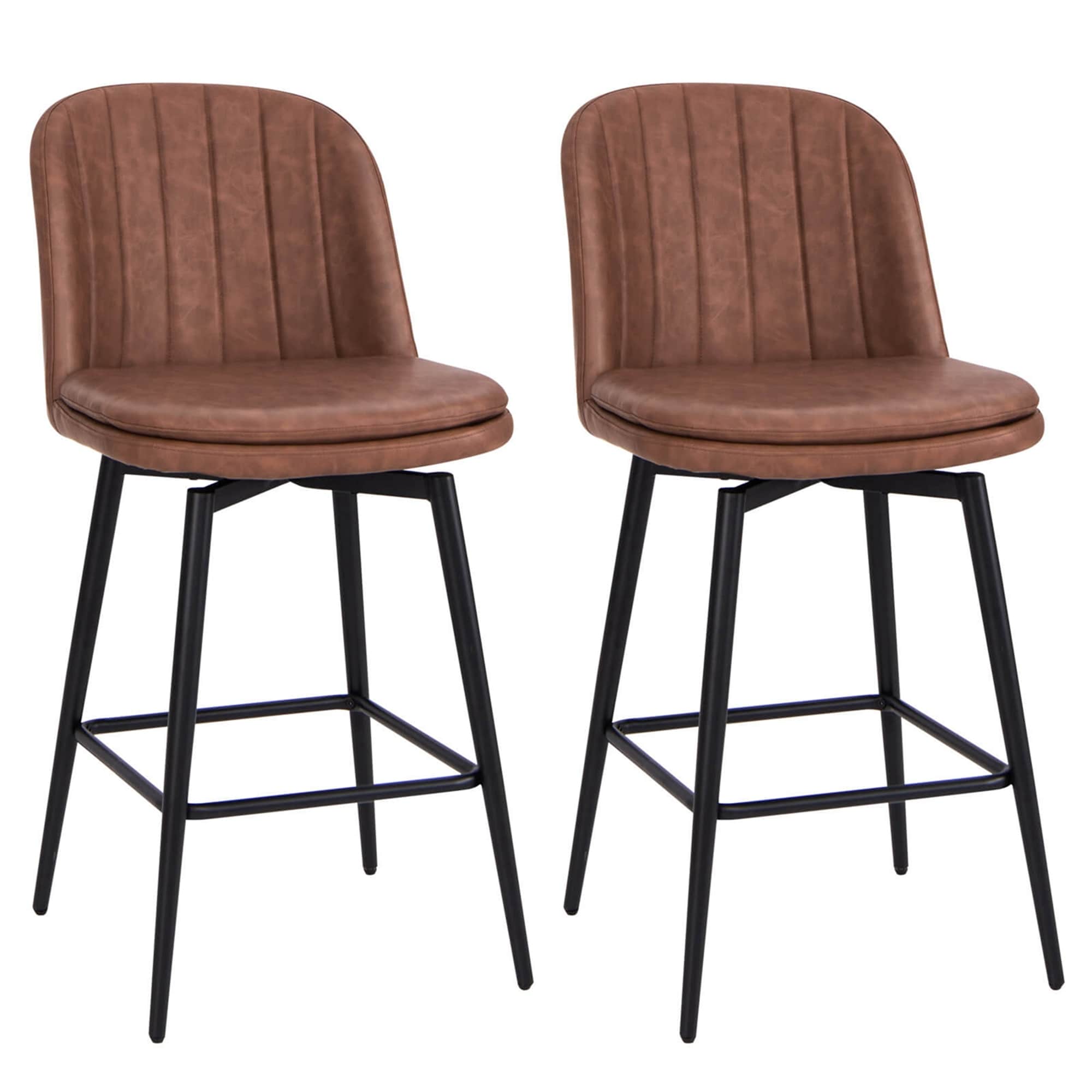 Costway 27 Inch Swivel Bar Stool Set of 2/4 with Padded Seat Metal
