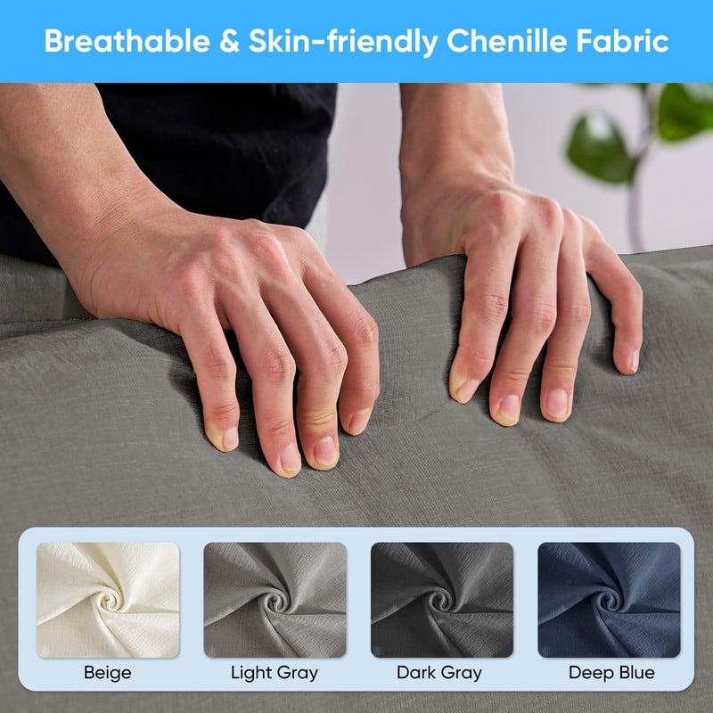 Mixoy 113''L-Shaped Modular Sectional Sofa,Modern Chenille 4-Seater Cloud Couch with Ottoman and Thickened Cushion