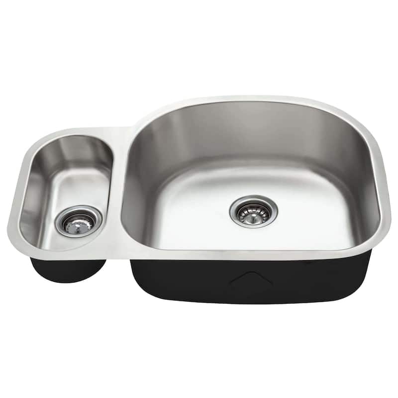 Fine Fixtures Undermount Offset Stainless Steel Double Bowl - 31.5" x 21"