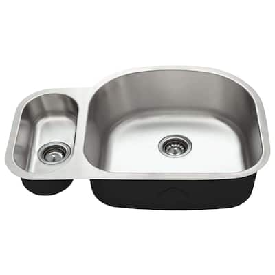 Fine Fixtures Undermount Offset Stainless Steel Double Bowl - 31.5" x 21"