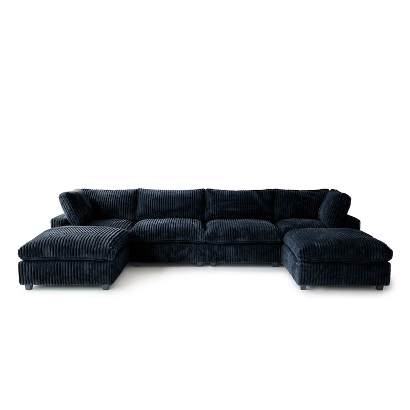 Soft Plush Upholstered Modular Sectional Sofa U-shaped Down Filled Living Room Couch-5 Seaters/6 Seaters