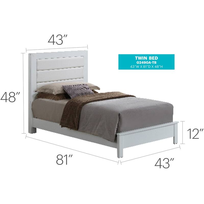 White Twin Bed with Transitional Style, Sleek Finish and Compact Frame for Guest Rooms, Kids' Rooms or Smaller Spaces