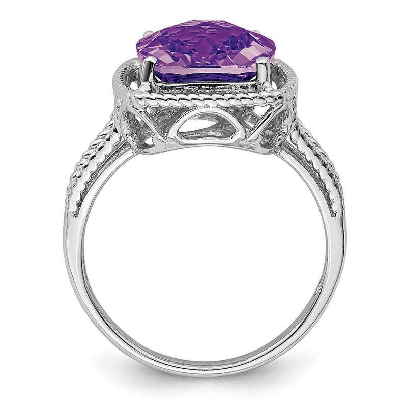 Curata 925 Sterling Silver Polished Amethyst Ring