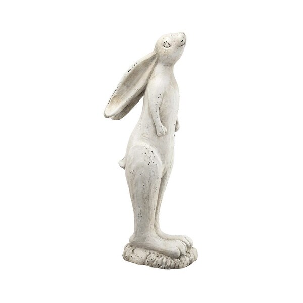 28.25" Cream White Distressed Classic Vintage Style Large Rabbit Statue - N/A
