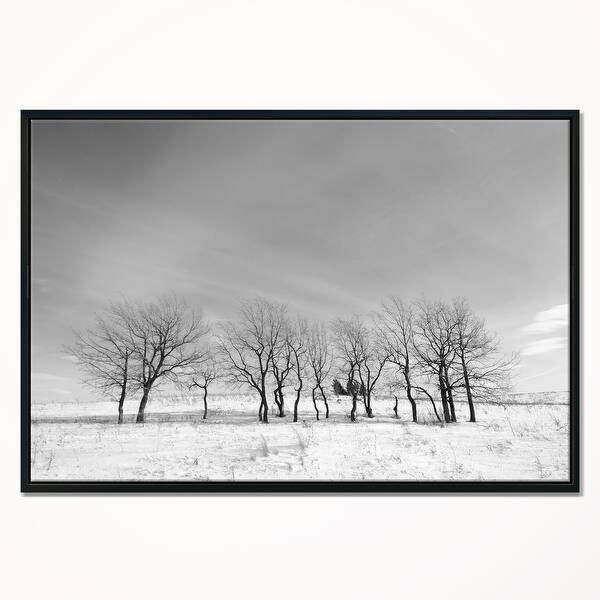 Shop Designart Black And White Trees In Winter Landscape Framed
