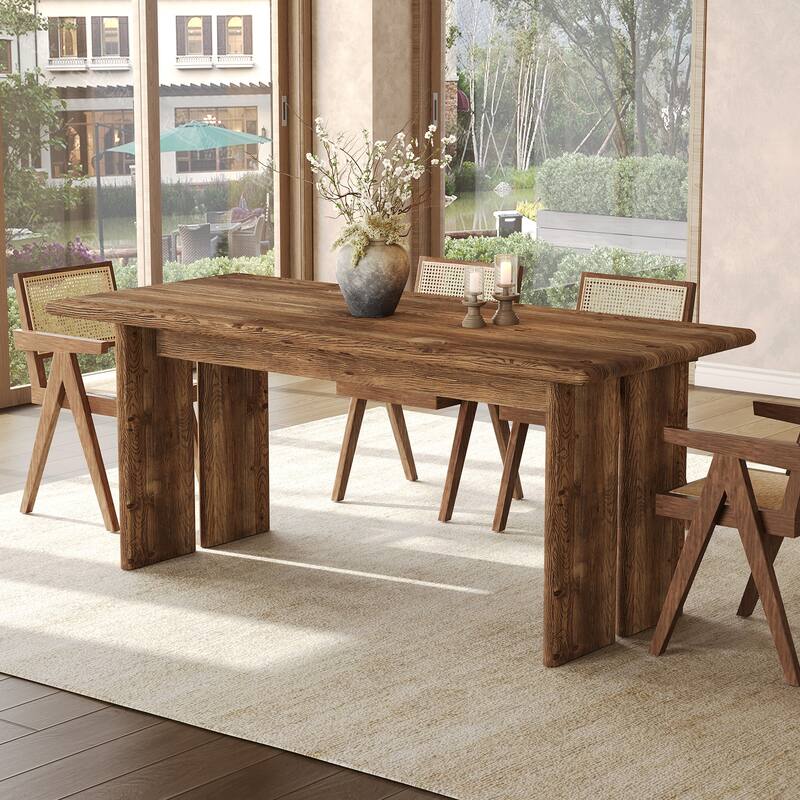 Solid Wood Dining Table, Large Rectangle Kitchen Table for Dining Room