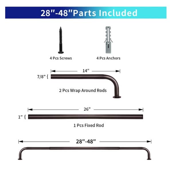 dimension image slide 22 of 25, Energy-saving Wraparound Adjustable French Blackout Curtain Rod Set