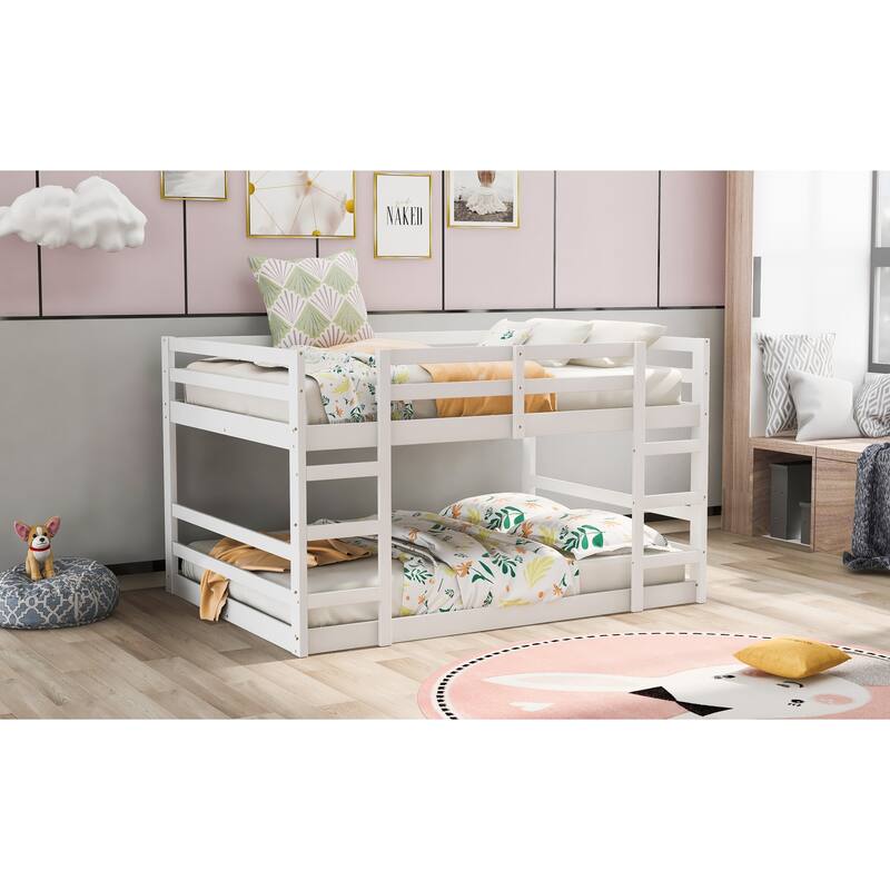 Symmetry Bunk Bed Full Over Full Size Bed with 2 Side Ladder