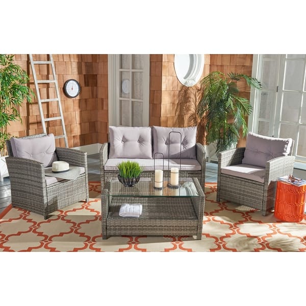 slide 2 of 46, SAFAVIEH Outdoor Vellor 4-Piece Conversation Patio Set.