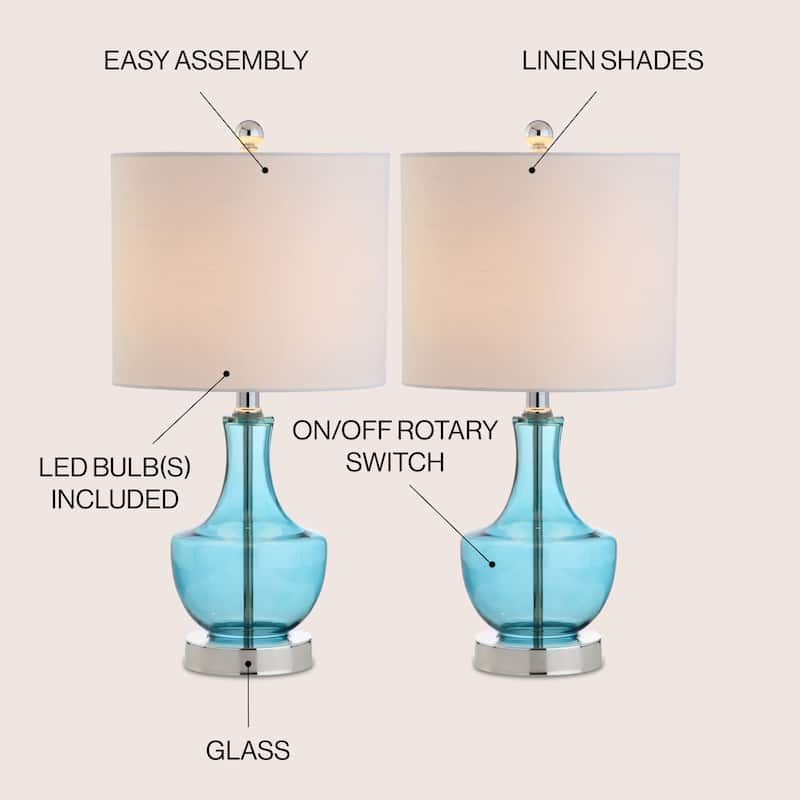 Colette 20" Mini Glass LED Table Lamp, Silver by JONATHAN Y