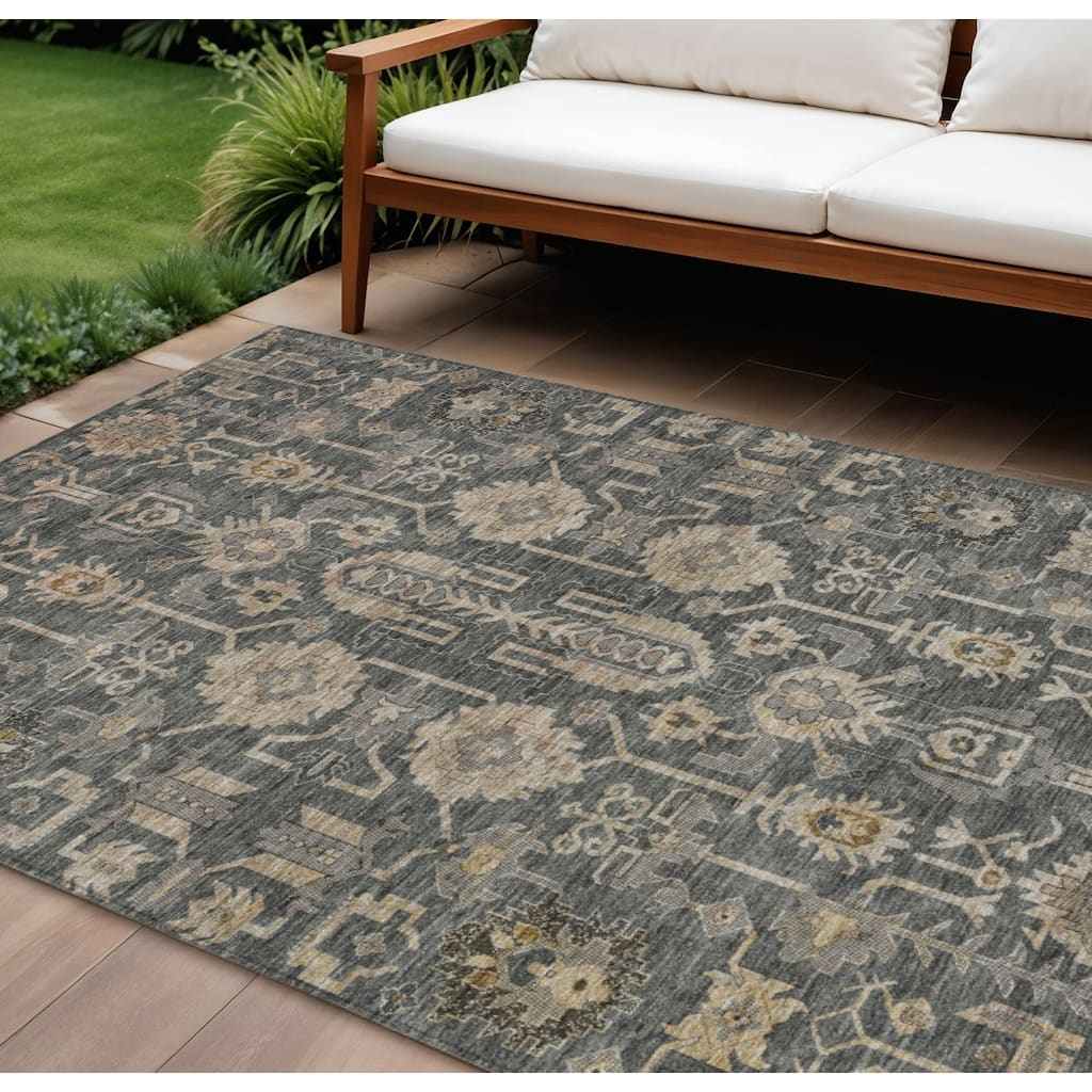 HomeRoots Oriental Traditional Rectangle Outdoor Rug
