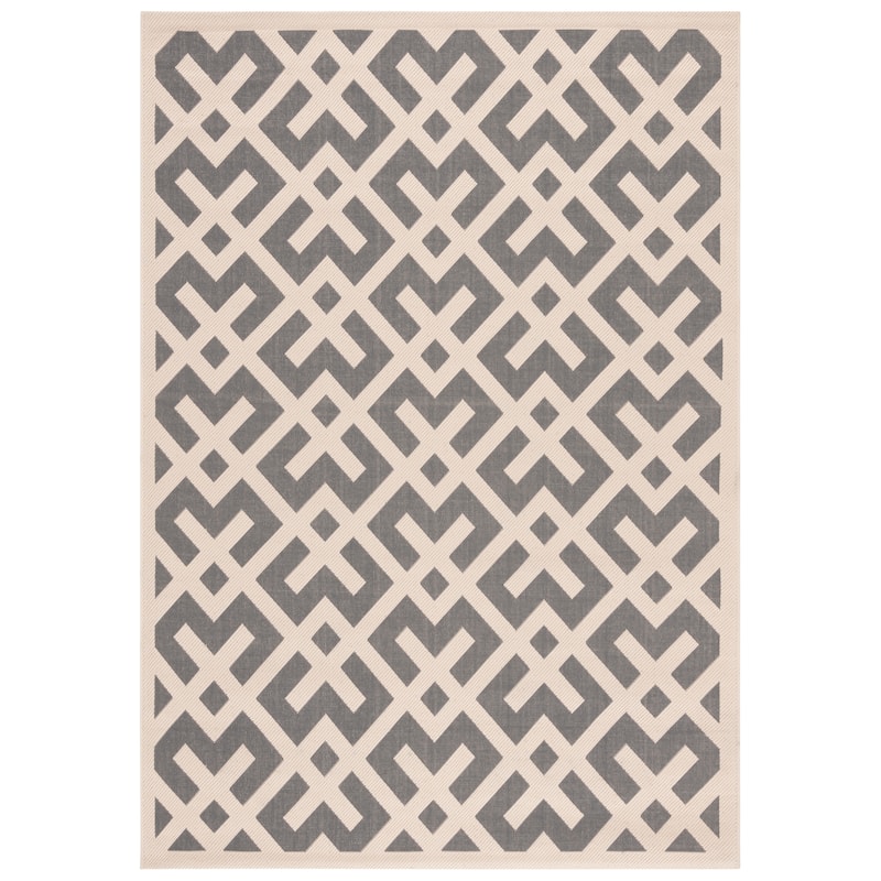 SAFAVIEH Courtyard Marita Indoor/ Outdoor Waterproof Patio Backyard Rug - Grey/Bone - 5'3" x 7'7"